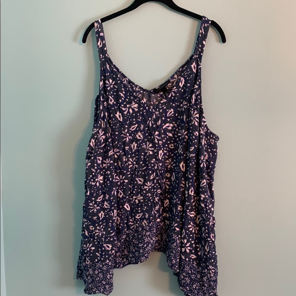 Lane Bryant Blue Asymmetrical Sleeveless Tank Top